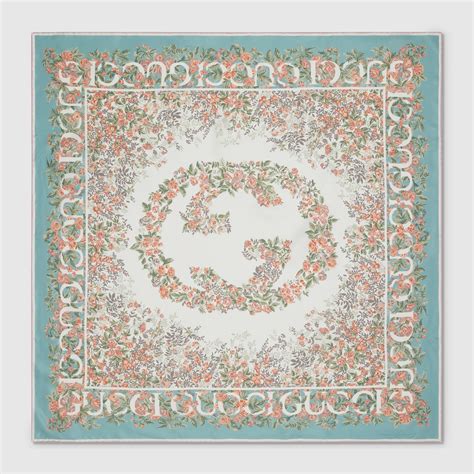 Gucci Interlocking G floral print silk carré 